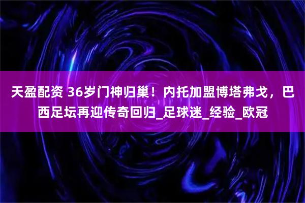 天盈配资 36岁门神归巢！内托加盟博塔弗戈，巴西足坛再迎传奇回归_足球迷_经验_欧冠